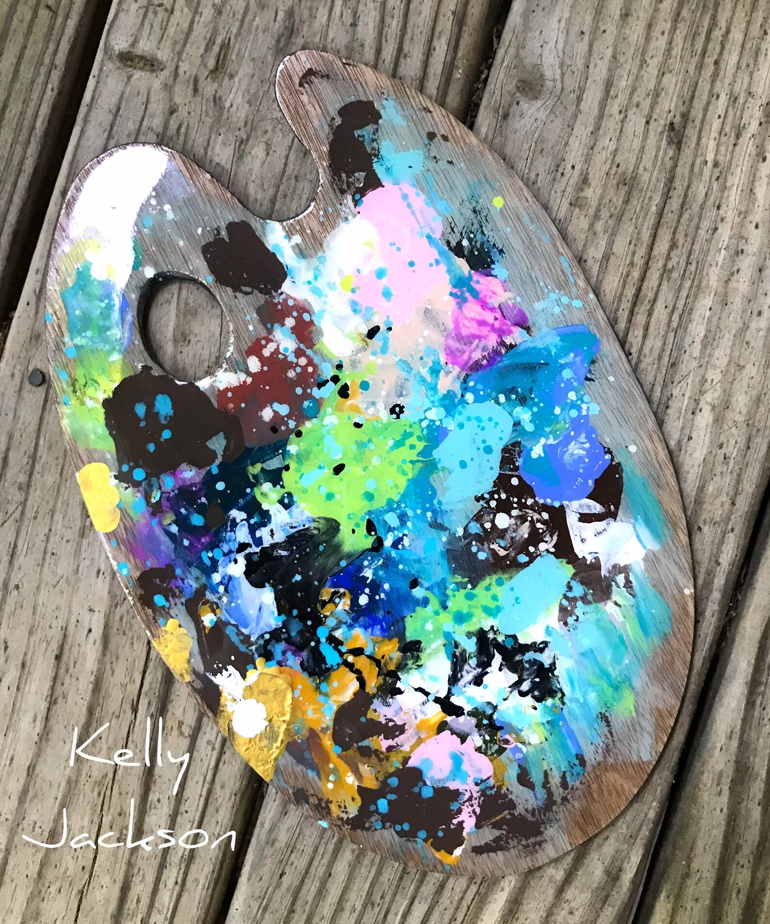 Real Wooden Artist Palette Abstract Art with Resin High Gloss Etsy