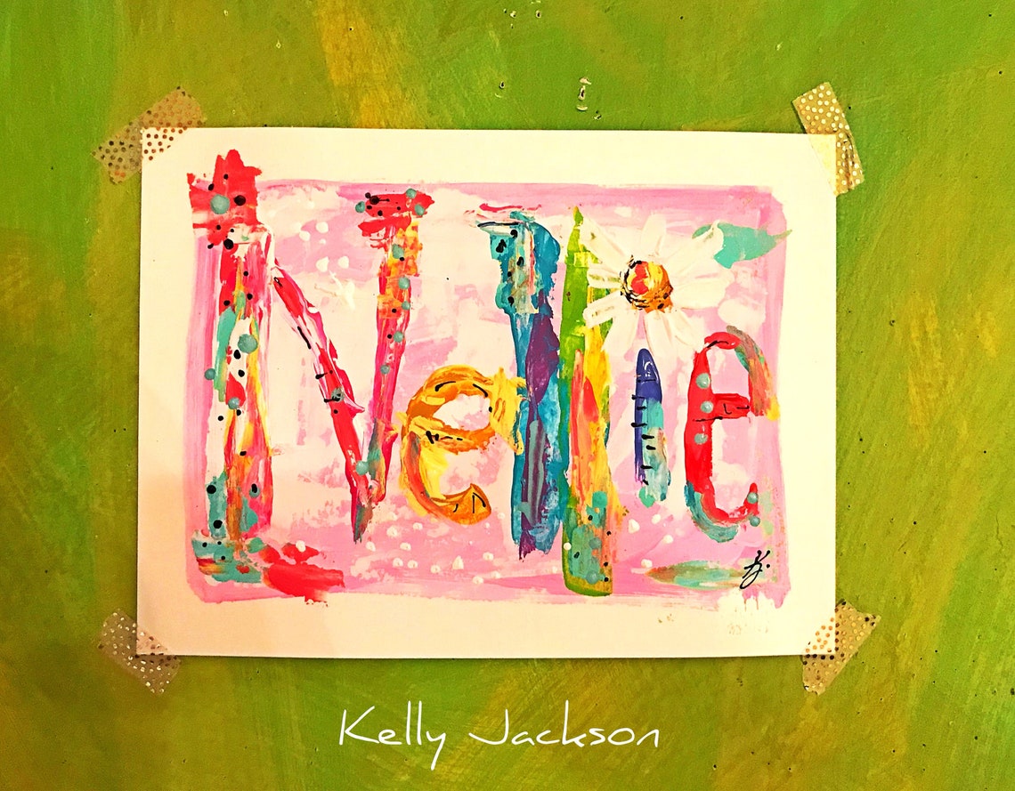 Custom Abstract Name Painting on Art Paper Made to Order Etsy