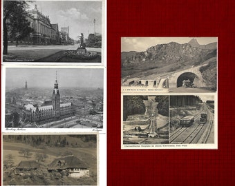 5 Ansichtskarten, alte Karten, Hamburg, Leipzig, Schwarzwald, Mäderhorn, Schwarzatal, s/w