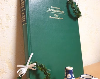 Das moderne Länderlexikon, Island - Kapverdische Inseln, Lexikon-Institut Bertelsmann + 2 Kränze + 2 Vasen (klein), Deko