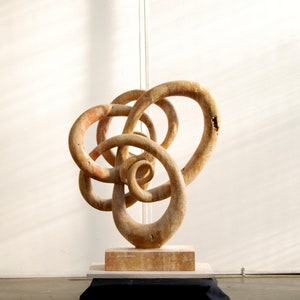 Travertine abstract sculpture hand carved