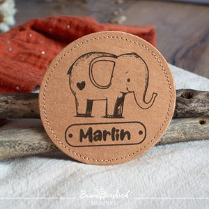 Ranzen Button Kletti Patch • Motiv Elefant • personalisiert aus veganem Leder für viele Modelle • Step by Step • Ergobag • Lässig