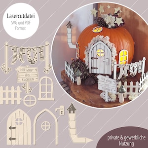 Pumpkin house • witch house • gnome door • digital laser cut file SVG and PDF format
