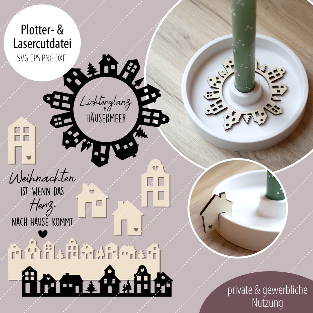 Digital Plotter File, Laser Cut File • House Wreath • Christmas ...