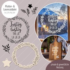 Digital plotter file laser cut file • house wreath • Christmas • Raysin • candlestick • svg dxf eps png • private & commercial use