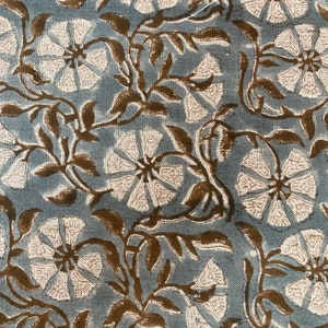 58&quot; inches Hand Block Printed Linen Fabric , Home Decor Best Linen Fabric for decor, pillows ,upholstery, curtain