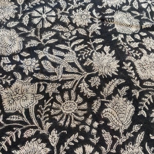 58&quot; inches Indian Hand Block Print Fabric, Indian Linen Fabric, Block Print Fabric, Designer Floral Printing Fabric, Upholstery fabric,