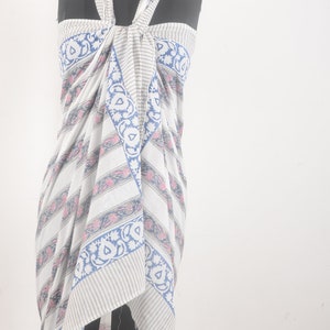 Block Print Scarves, Indian Cotton Sarong, Decorative Handmade Cotton, Beach Pareo, Printed Sarong, Organic cotton sarong, natural colour