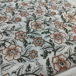 Beautiful Hand Block Printed Fabric, Cotton Fabric, Indian Fabric, fabric by yard, Block Printed Cotton womens clothing