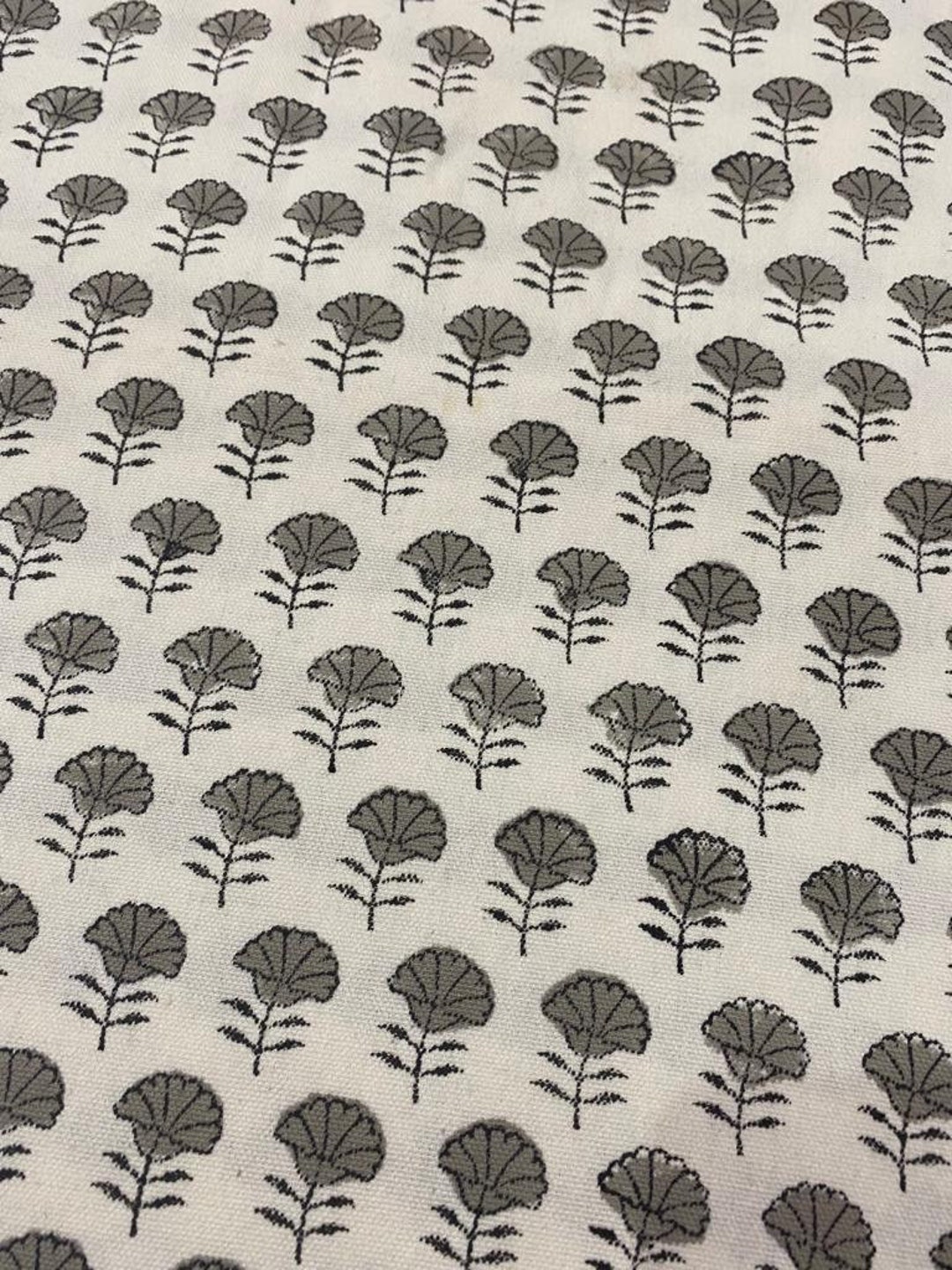 Grey Flower Block Print Cotton Dug Fabric Heavy Cotton Fabric ,home ...