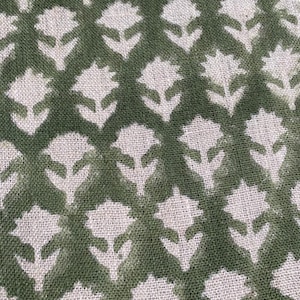 Tulsi buti handgeweven linnen stof linnen stof bloem olijfgroene kleur bekledingsstof, kussensloop, dikke linnen stof natuurlijke kleur
