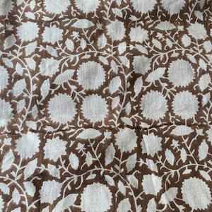GUNGRRU// Indian Hand Block Print Fabric, Indian Linen Fabric, Block Print Fabric, Designer Floral Printing Fabric, Upholstery fabric,