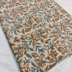 Beautiful Hand Block Printed Fabric, Cotton Fabric, Indian Fabric, fabric by yard, Block Printed Cotton womens clothing