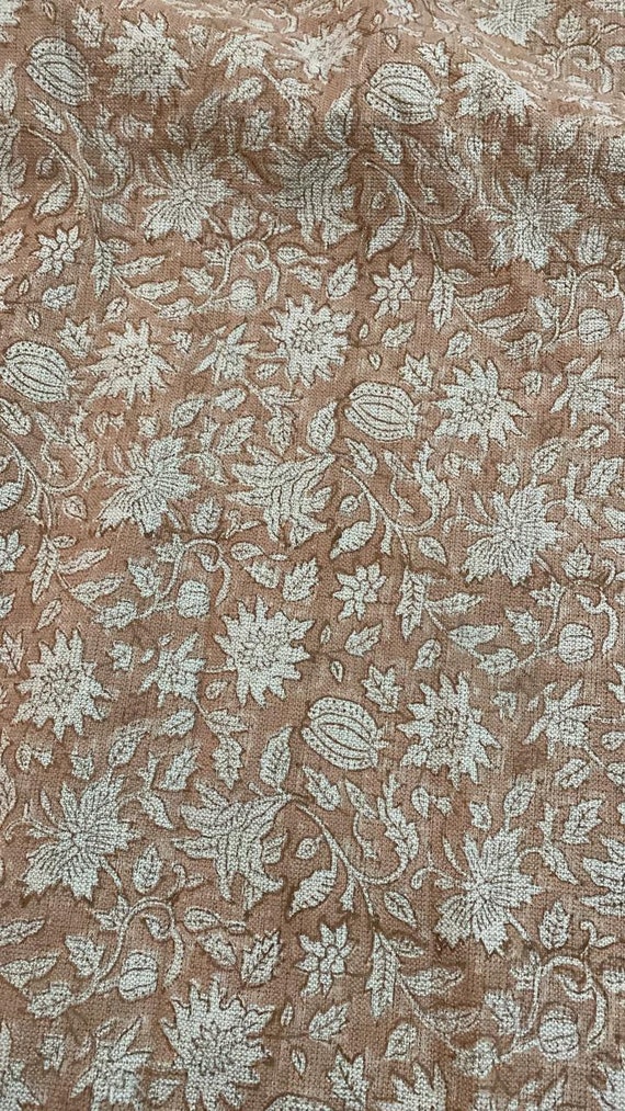 Block Print Handloom Linen Fabric Heavy Linen Fabric Browne Etsy