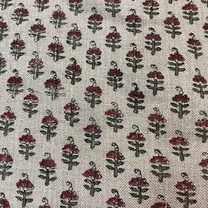 LONGG// Indian Hand Block Print Fabric, Indian Linen Fabric, Block Print Fabric, Designer Floral Printing Fabric, Upholstery fabric,