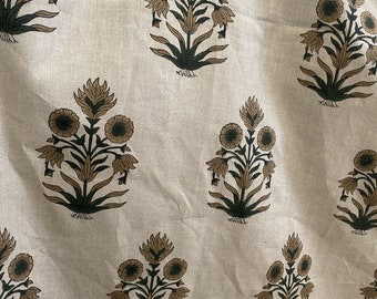 AMITAB// Hand Block Printed Linen Fabric , Home Decor Best Linen Fabric for decor, pillows ,upholstery, curtain