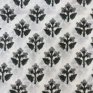 Hand Block Druck, Blumendruck, weicher Baumwollstoff, Stoff moderne Blumen Stoff indischer Druck Stoff Frauen Kleid Stoff, Home Decor Stoff,
