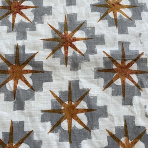 Tela de lino india con estampado de bloques a mano, tela con estampado de bloques, tela con estampado floral de diseñador, tela para tapicería, tela para fundas de almohada