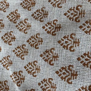 Block Print  Handloom Linen Fabric  Heavy Linen Fabric, Upholstery fabric ,pillow cover ,home décor dark Mustered  Colour