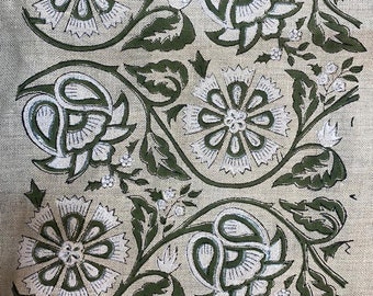 Heavy linen fabric designer Indian hand block print heavy fabric pillowcases thick linen upholstery block printing art table cover,Curtains