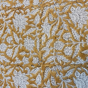 58" inches Indian Hand Block Print Fabric, Indian Linen Fabric, Block Print Fabric, Designer Floral Printing Fabric, Upholstery fabric,
