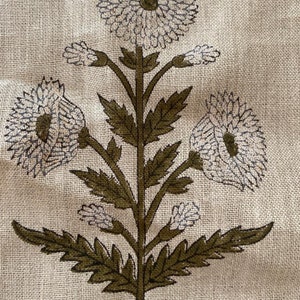 Handloom Linen Fabric -white Flower Block Print Fabric - Best for ...