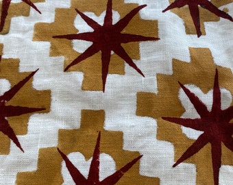 Indischer Handloom Leinenstoff mit Handblockdruck, Designerstoff mit Blumendruck, Polsterstoff, Kissenbezugsstoff