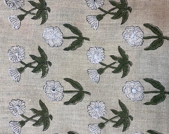 Handloom linen fabric designer indian hand block print heavy fabric pillowcases thick linen upholstery block printing art table cover