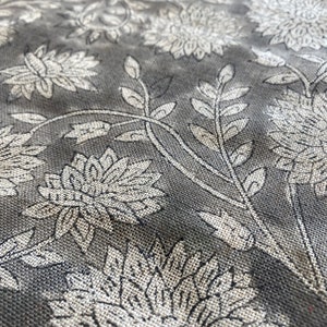 ANNETTE//Indian Hand Block Print Fabric, Indian Linen Fabric, Block Print Fabric, Designer Floral Printing Fabric, Upholstery fabric,