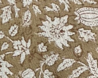 Tela de impresión de bloque de mano india, tela de lino indio, tela de impresión de bloque, tela de impresión floral de diseñador, tela de tapicería,