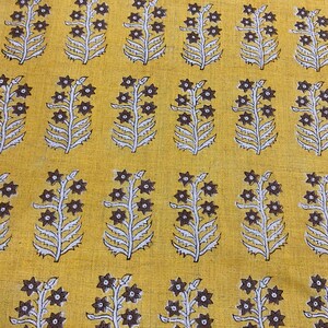 58" inches Hand Block Printed Linen Fabric , Home Decor Best Linen Fabric for decor, pillows ,upholstery, curtain