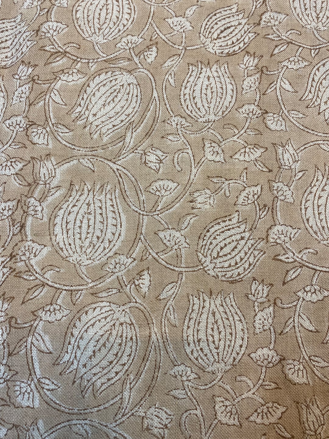 58 Inches Hand Block Printed Linen Fabric , Home Decor Best Linen