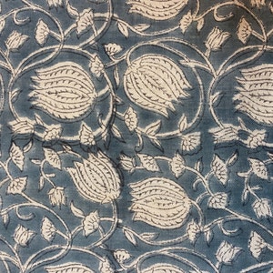 LOTUS ||  Hand Block Printed Linen Fabric , Home Decor Best Linen Fabric for decor, pillows ,upholstery, curtain Fabric , Chair Fabric