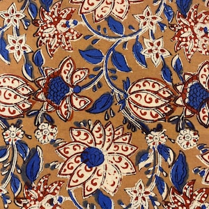Beau tissu imprimé à la main, tissu de coton, tissu indien, tissu par cour, vêtements pour femmes en coton imprimé en bloc