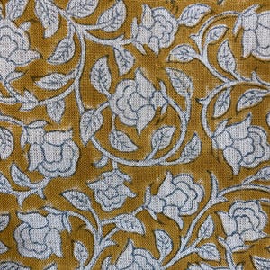 58" inches Hand Block Printed Linen Fabric , Home Decor Best Linen Fabric for decor, pillows ,upholstery, curtain