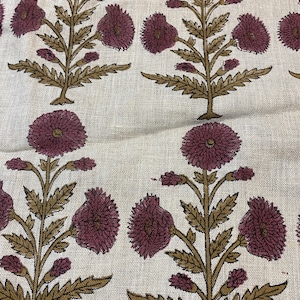 WILLOW//Indian Hand Block Print Fabric, Indian Linen Fabric, Block Print Fabric, Designer Floral Printing Fabric, Upholstery fabric,