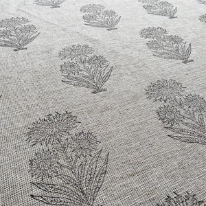 Gerbera Flower Heavy linen fabric designer Indian hand block print heavy fabric pillowcases thick linen upholstery block printing art table