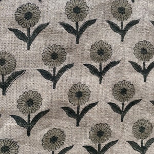 VEERA// Indian Hand Block Print Fabric, Indian Linen Fabric, Block Print Fabric, Designer Floral Printing Fabric, Upholstery fabric,