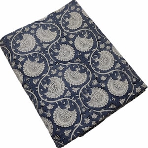Schöne Hand Block gedruckt blau Stoff, Baumwollstoff, indische Stoff, Stoff Bulk Stock, Block gedruckt Baumwolle Damen Kleidung Gewand