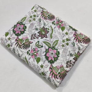 Pink  Flowers Fabric - Beatrix Rose By Multicolor Vintage Style Floral Cotton Fabric By The Yard With Block print fabric, quilting fabric,