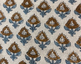 TESSA//Hand Block Printed Linen Fabric , Home Decor Best Linen Fabric for decor, pillows ,upholstery, curtain