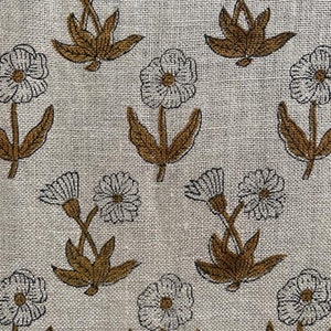 Tissu en lin tissé à la main, impression indienne au bloc, taies d'oreiller en tissu épais, tapisserie d'ameublement en lin épais, impression de couverture de table d'art