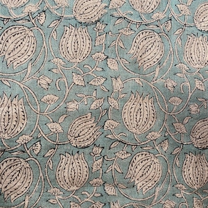 58&quot; inches Indian Hand Block Print Fabric, Indian Linen Fabric, Block Print Fabric, Designer Floral Printing Fabric, Upholstery fabric,