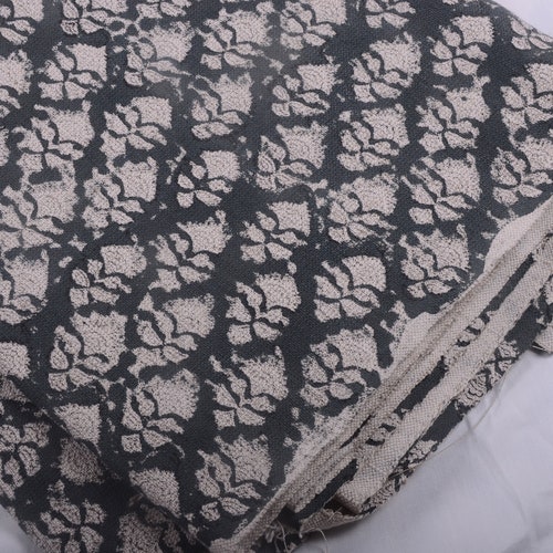 Block Print Handloom Linen Fabric Heavy Linen Fabric Black Etsy