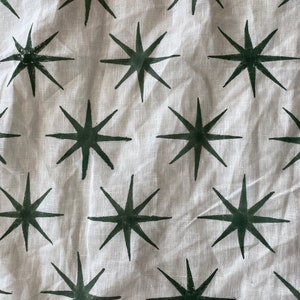 STAR // Tela india con estampado de bloques a mano, tela de lino india, tela con estampado de bloques, tela con estampado floral de diseñador, tela para tapicería, almohada