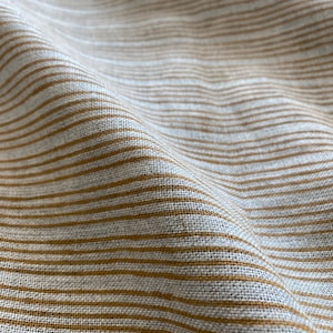 Striped// Heavy Weight Linen fabric by the yard Natural Block Print MULTISTRIPE. Linen fabric for decor pillows,upholstery, curtain