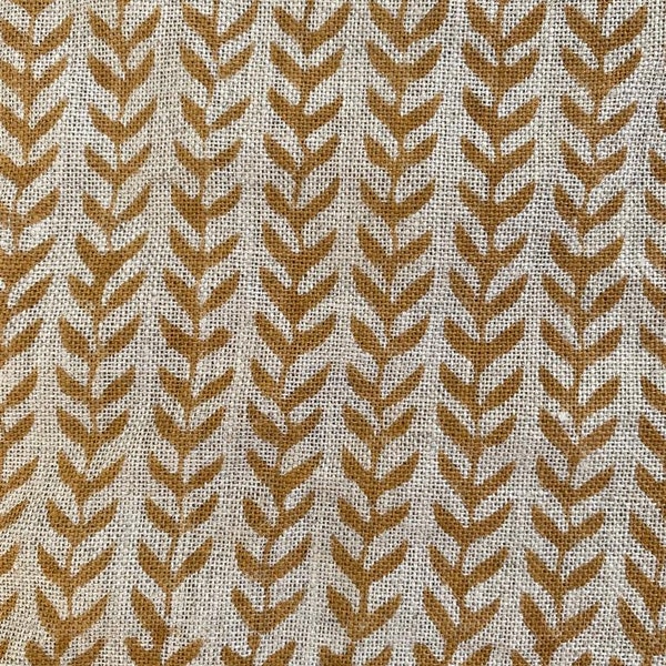Block Print  Handloom Linen Fabric   Linen Fabric Flower  tan colour ,hoem Decor