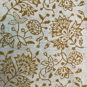Block Print Fabric, Floral Print Linen, By the yards, Pillow Cover Fabric, For Table Cloth, Hand Woven Thick Linen Fabric For Upholstery
