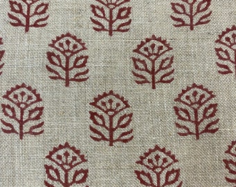 58" inches Indian Hand Block Print Fabric, Indian Linen Fabric, Block Print Fabric, Designer Floral Printing Fabric, Upholstery fabric,