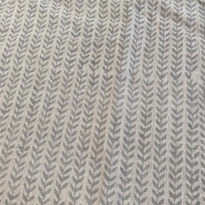 Block Print  Handloom Linen Fabric  Heavy Linen Fabric  Light Grey flower